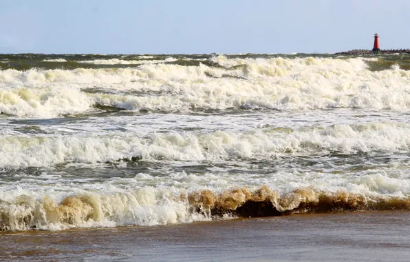 Storm, beach, sea, ocean, water, wave