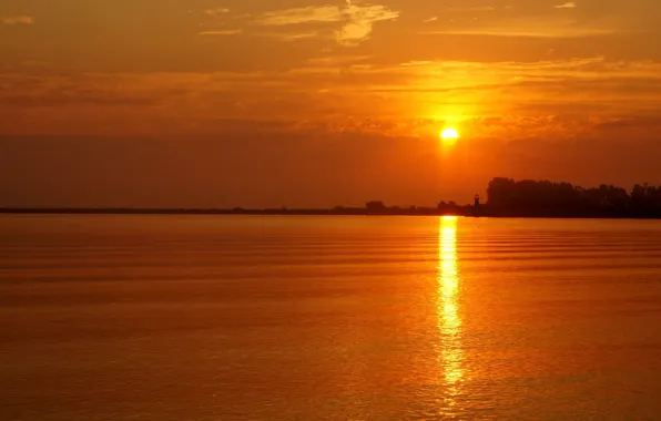 Red, sky, sea, sunset