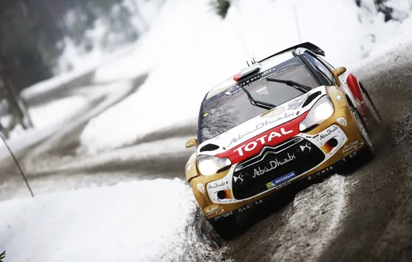 Картинка Зима, Авто, Снег, Спорт, Машина, Citroen, DS3, WRC