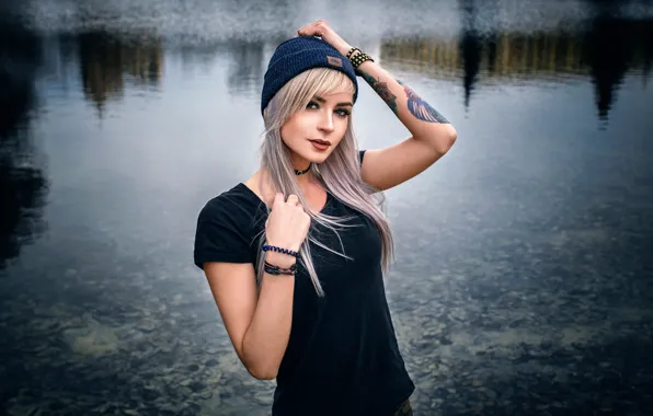 Взгляд, тату, губки, шапочка, локоны, Taisya Turovskaya