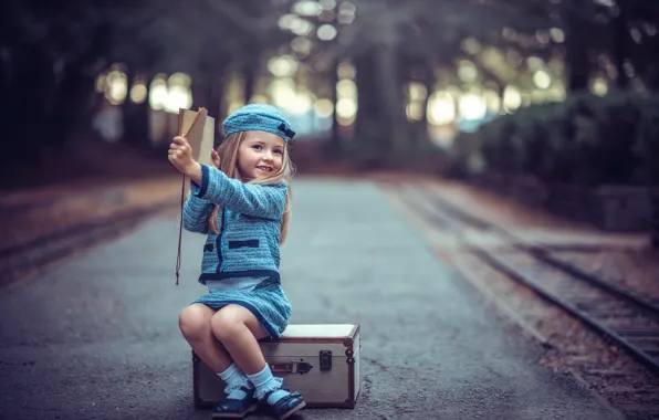 Картинка дорога, девочка, чемоданчик, The Young Travelers