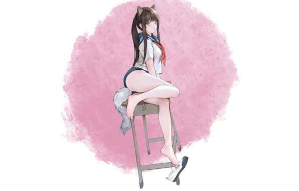 Kawaii, girl, sexy, legs, anime, tail, animal, babe