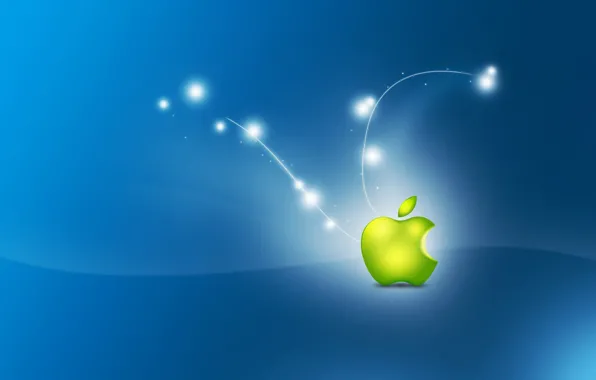 Картинка фон, apple, яблоко, искры, зеленое