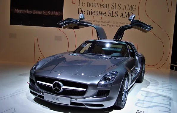 Суперкар, кузов, Mercedes-Benz SLS AMG, двери «крыло чайки», суперавтомобиль