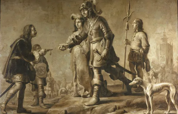 Масло, холст, Адриан ван де Венне, Adriaen van de Venne, 1626, получают почести от посланника …