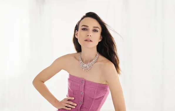 Взгляд, девушка, лицо, поза, фото, актриса, шатенка, Keira Knightley