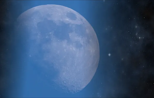Космос, звёзды, Луна, арт, ART, Moon, Space, stars
