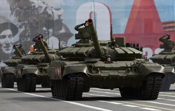 Танк, боевой, красная площадь, бронетехника, Т-72