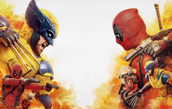 Оружие, собака, белый фон, Райан Рейнольдс, Ryan Reynolds, постер, Wolverine, Hugh Jackman