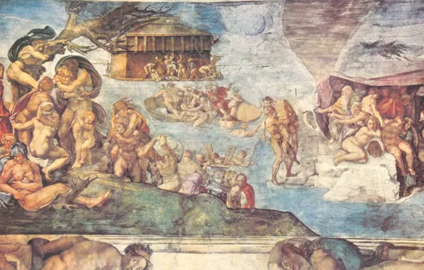 Картинка Микеланджело Буонарроти, Defending, Images of Noah's Flood and Other Biblical Ones