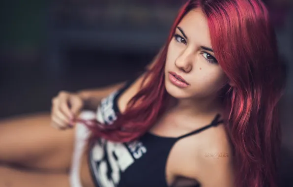 Девушка, майка, рыжая, girl, шатенка, топ, model, Photographer