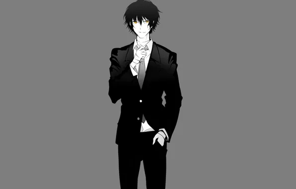 Улыбка, Bungou Stray Dogs, строгий костюм, Бродячие Псы: Литературные Гении, Дазай Осаму