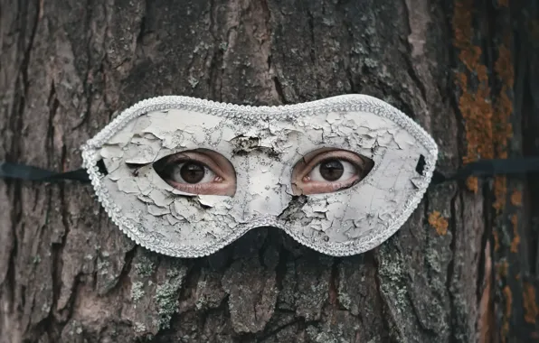 Картинка глаза, дерево, маска