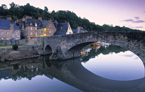 Картинка река, Франция, Дома, Мост