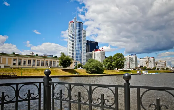Лето, город, Беларусь, Минск, Немига, лето в городе