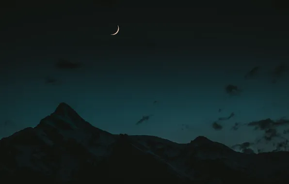 Зима, небо, облака, снег, горы, ночь, природа, скалы