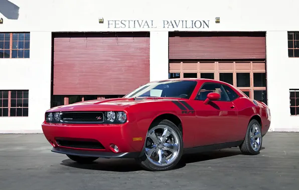 Картинка car, красный, здание, 2012, Dodge Challenger, кар, super, R/T, Festival Pavilion