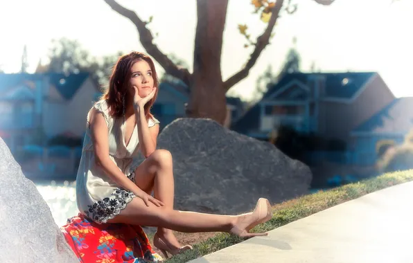 Девушка, поза, фон