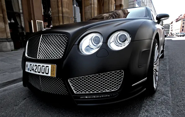 Картинка черный, Bentley, матовый, continental, black, mansory, matt, front