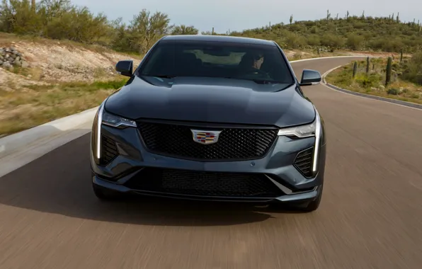 Cadillac, седан, вид спереди, четырёхдверный, 2020, CT4-V