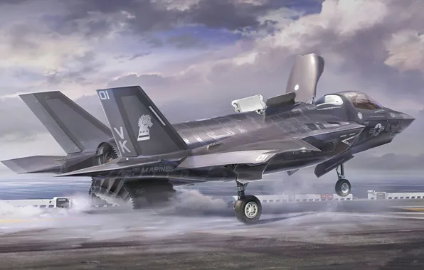 Картинка f-35, art, airplane, painting, jet