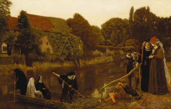 Картинка Arthur Hughes, Монастырская лодка, 1873-1874