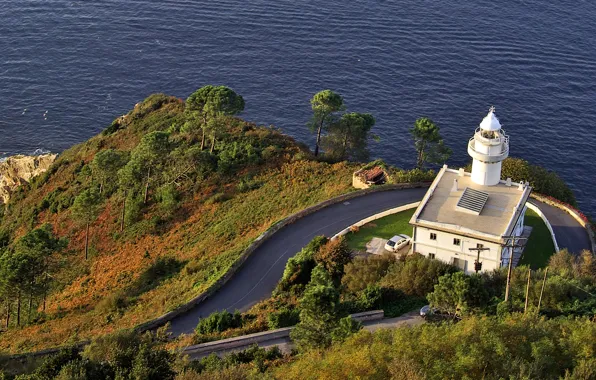 Море, берег, маяк, Испания, Igueldo lighthouse, San Sebastian