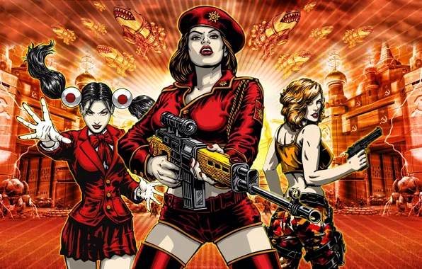 Картинка девушки, винтовка, Red alert 3