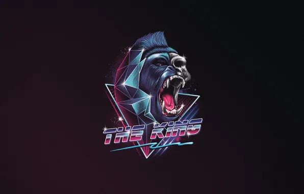 Минимализм, Фон, Neon, Gorilla, Synth, The King, Retrowave, Synthwave