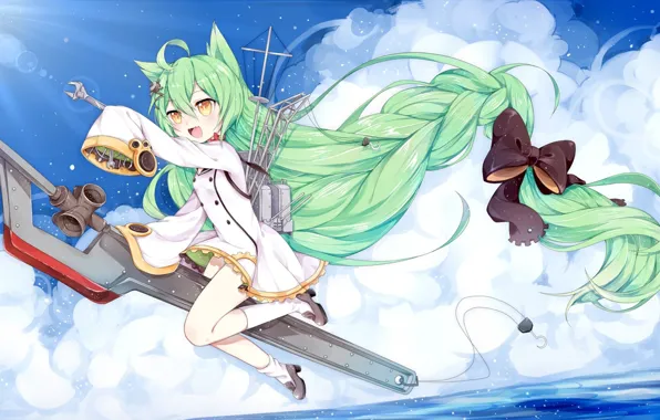 Арт, девочка, гаечный ключ, Azur Lane