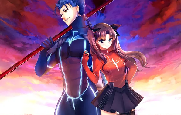 Арт, fate stay night, лансер, tohsaka rin