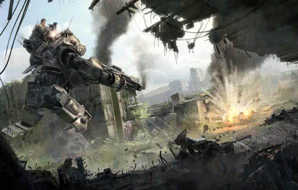 Картинка battlefield, gun, game, robot, mecha, weapon, war, dust