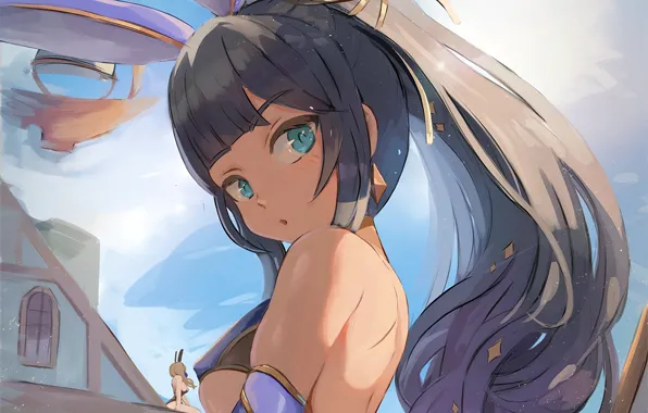 Girl, sexy, cleavage, long hair, boobs, anime, beautiful, pretty