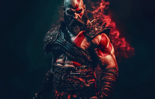 Fire, flame, god of war, weapon, kratos, sony, snow, blow