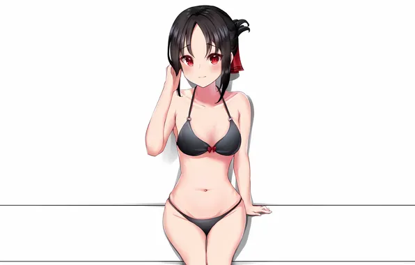 Girl, sexy, cleavage, boobs, anime, beautiful, red eyes, short hair