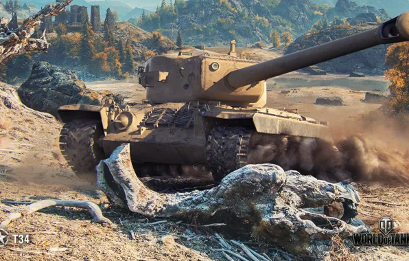 Картинка американский, WoT, World of Tanks, T34, Wargaming