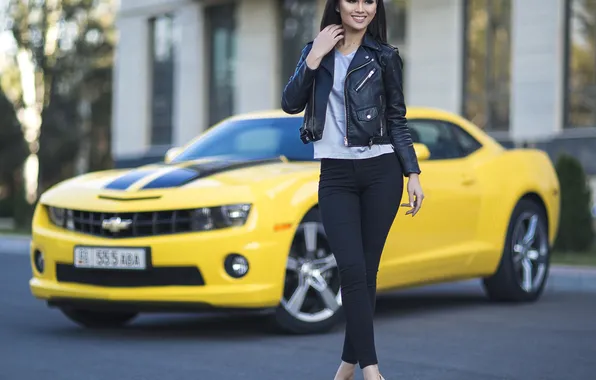 Car, girl, young, brunette, cute, slim