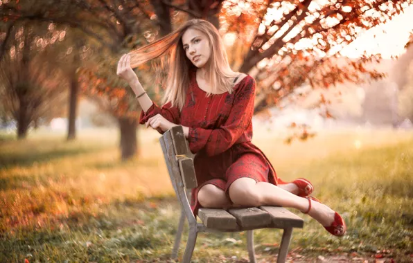 Картинка девушка, скамья, Natalia
