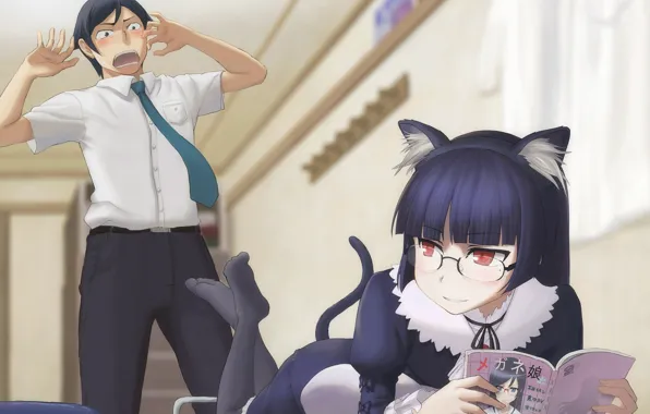 Девушка, аниме, арт, парень, двое, Oreimo