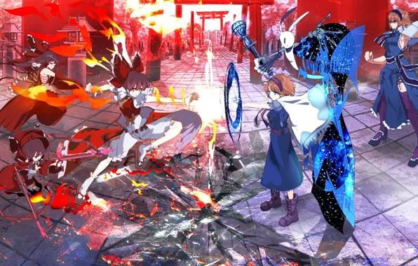 Девочки, аниме, арт, touhou, alice margatroid, hakurei reim