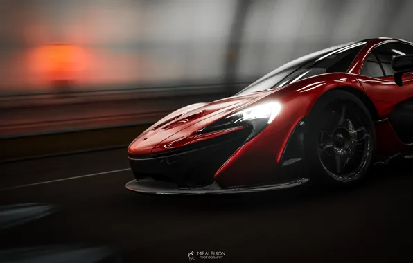 Красный, Авто, Машина, Red, Car, Supercar, McLaren P1, Game Art