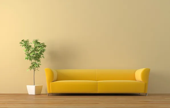 Картинка диван, растение, кадка