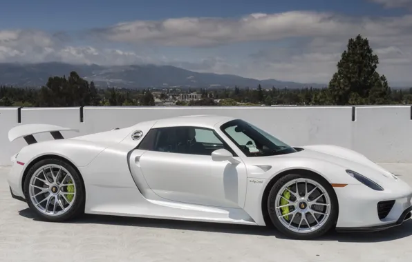 Картинка city, white, porsche, sky, 918