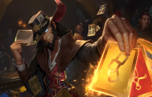 Карты, шляпа, мужчина, Twisted Fate, Legends of Runeterra