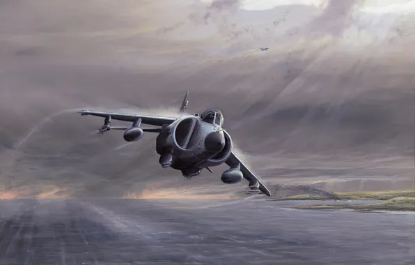 Картинка art, airplane, aviation, jet, Hawker-Siddeley Harrier