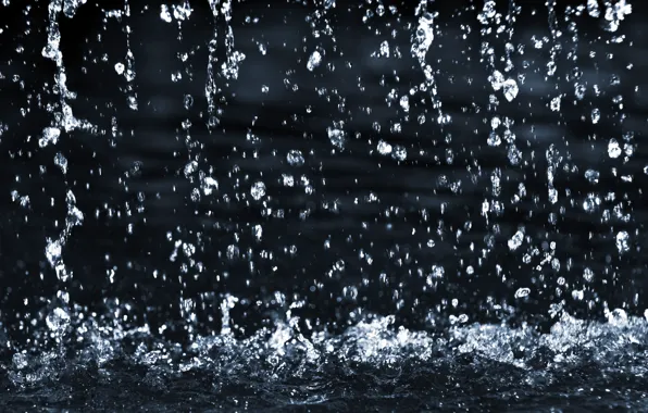 Вода, капли, дождь, минимализм, лужа, ливень
