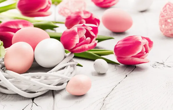 Картинка цветы, весна, Пасха, тюльпаны, wood, pink, flowers, tulips