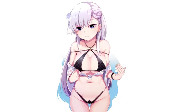 Girl, sexy, cleavage, pink hair, long hair, boobs, anime, beautiful