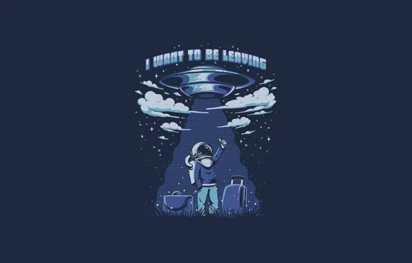 НЛО, Минимализм, Человек, Фон, Тарелка, Арт, UFO, by Ilustrata