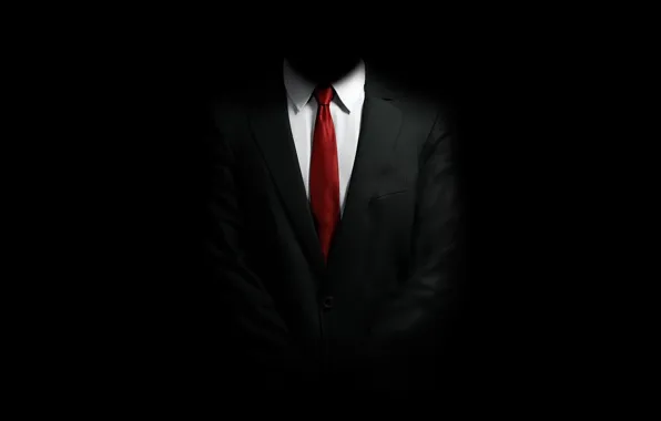 Картинка Костюм, галстук, Hitman, рубашка, черный фон, пиджак